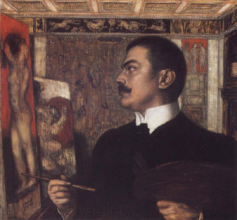 Franz von Stuck Self-Portrait at the Easel Germany oil painting art
